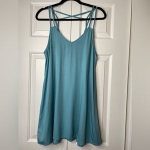 RVCA Turquoise Mid-length Flowy Strappy Dress Size: 8